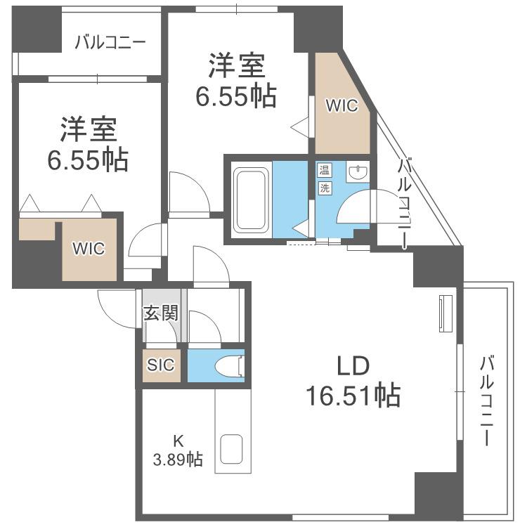 WELLZ N5(2LDK/10階)の間取り写真