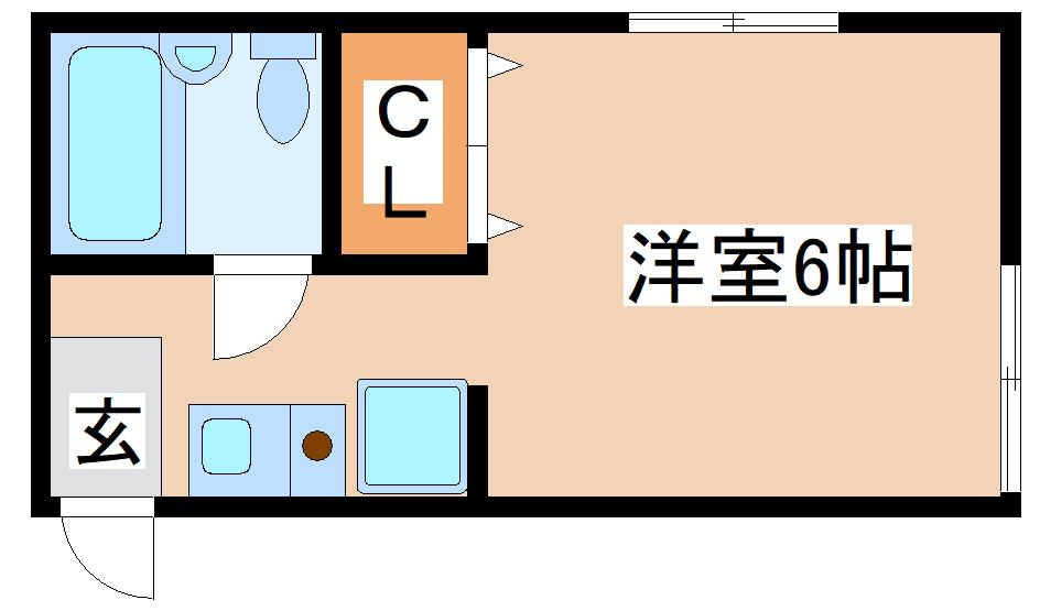ツイン村雨(1K/1階)の間取り写真