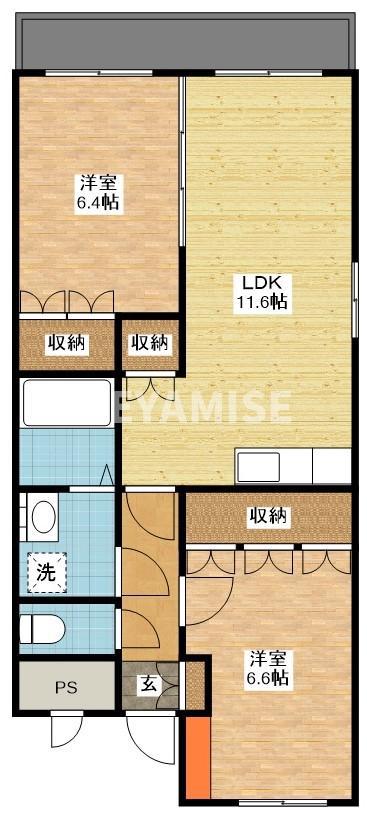 アイディール(2LDK/2階)の間取り写真