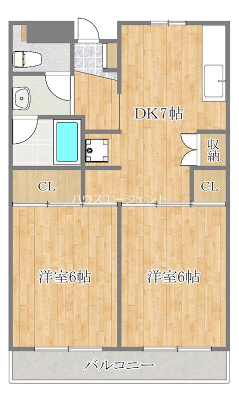 サンハイツSOH(2DK/1階)の間取り写真