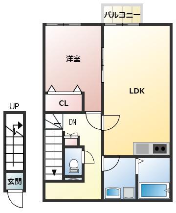 CASA FELICE(1LDK/2階)の間取り写真