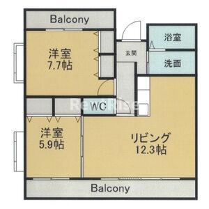 リバーグラス(2LDK/2階)の間取り写真