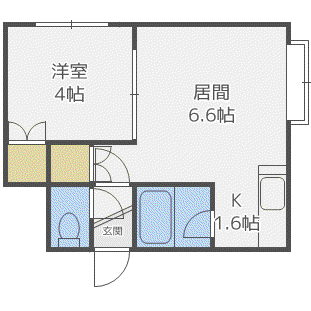 アビタシオン北円山(1DK/3階)の間取り写真
