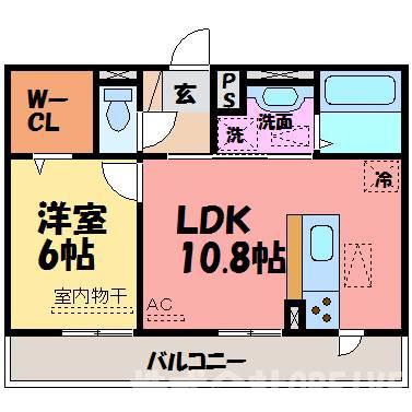 ノイエ南草津(1LDK/1階)の間取り写真