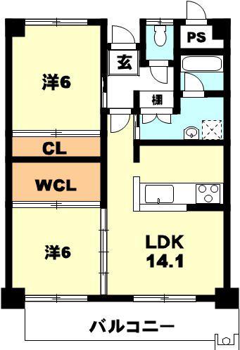 CLEF(2LDK/4階)の間取り写真