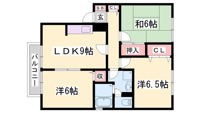 ソレイユ東保B棟(3LDK/2階)の間取り写真