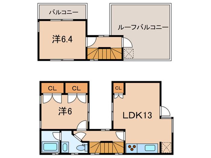 ディアイビル(2LDK/3階)の間取り写真