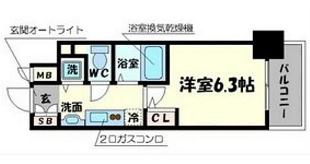 プレサンス心斎橋ルティア(1K/7階)の間取り写真