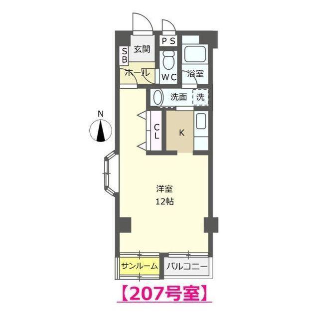 クレッセントタカバタケ(1K/2階)の間取り写真
