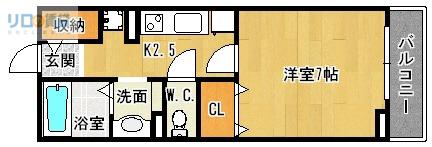 ラポールI(1K/2階)の間取り写真