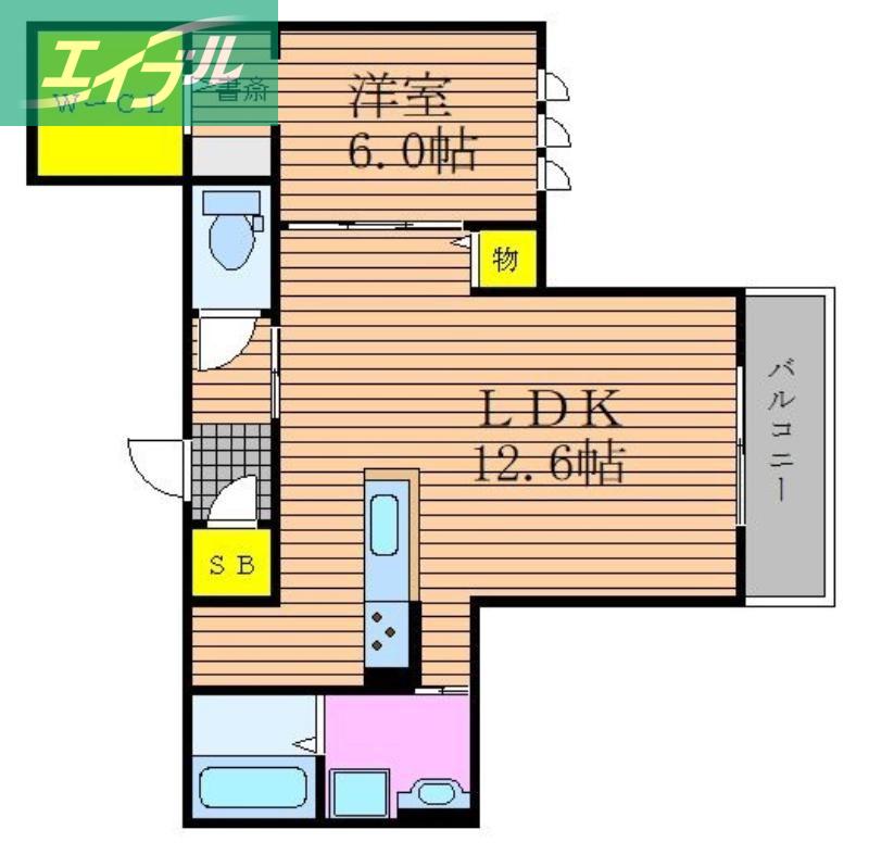 JR吉備線 大安寺駅 徒歩11分 3階建 築5年(1LDK/1階)の間取り写真
