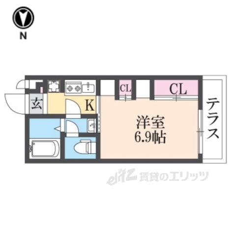コンフォート南塚口町(1K/3階)の間取り写真