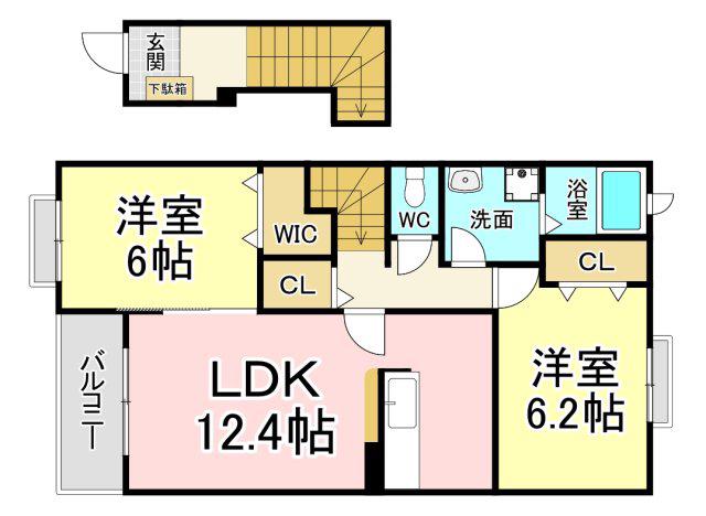 メゾン・アヴェニール・M(2LDK/2階)の間取り写真