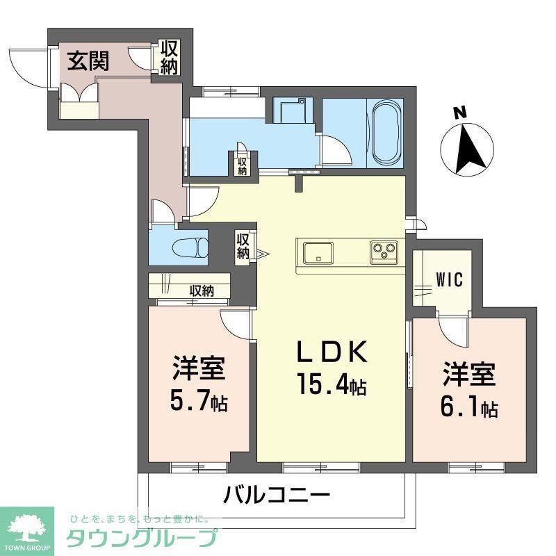 アトリエール F(2LDK/2階)の間取り写真