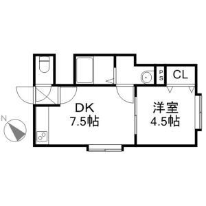 スペイシャス コンフォート24(1DK/2階)の間取り写真