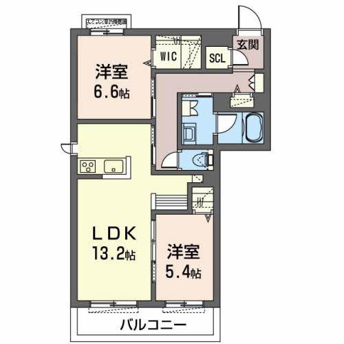 オカバ姫路網干シャーメゾン(2LDK/3階)の間取り写真