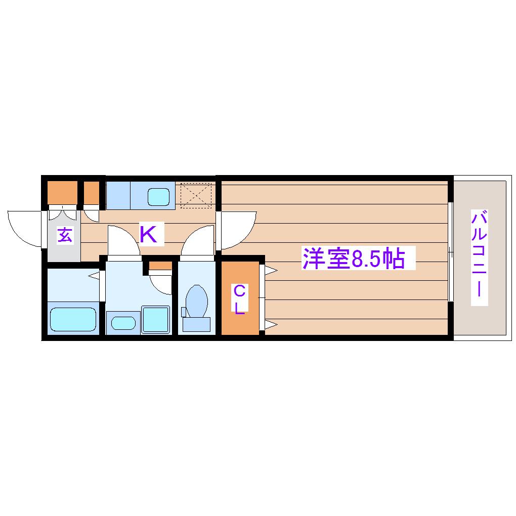 リビングステージ広瀬川(1K/1階)の間取り写真