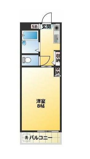 ソフィア薬師(1K/2階)の間取り写真