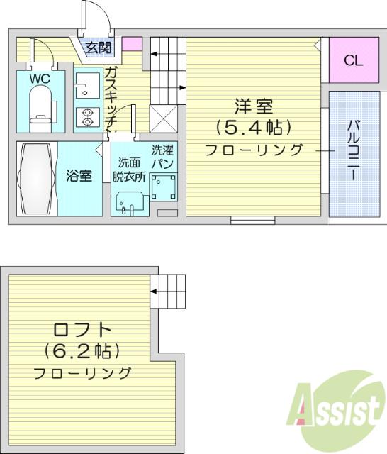 マルシエール黒松(1K/2階)の間取り写真