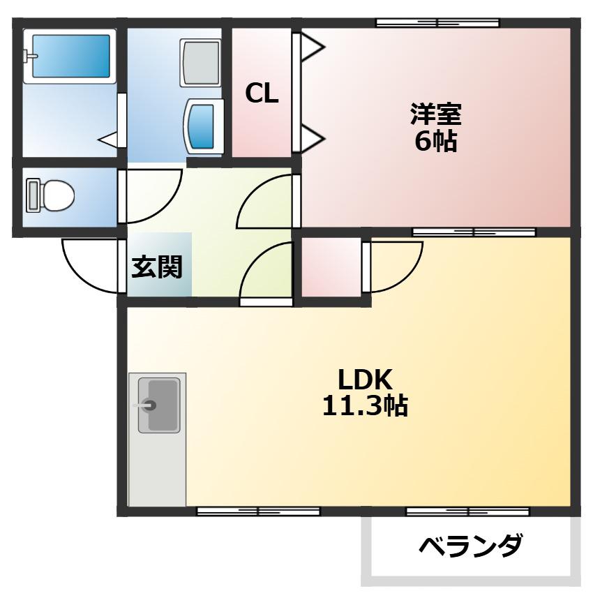 TSハウスフレグランス(1LDK/2階)の間取り写真