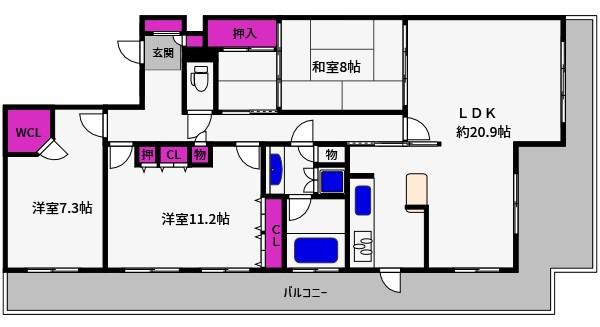 パーク・ハイム御影ヒルズ(3LDK/4階)の間取り写真
