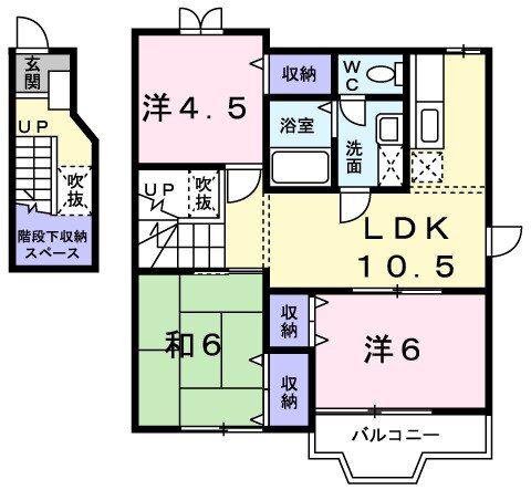 JR和歌山線 岩出駅 徒歩29分 2階建 築24年(3LDK/2階)の間取り写真
