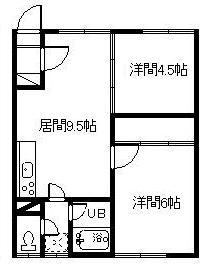 コーポ優栄 A.B棟(2DK/1階)の間取り写真