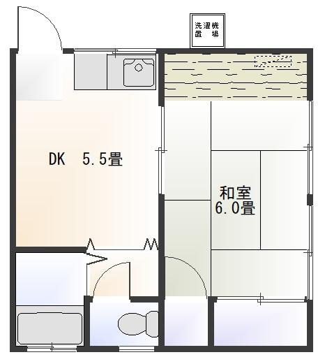 小菅コーポ(1DK/1階)の間取り写真