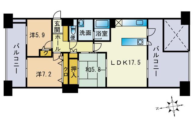 パーク・サンリヤン大橋A(3LDK/5階)の間取り写真