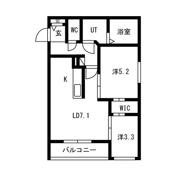 ライトベルー南9条ー(2LDK/4階)の間取り写真