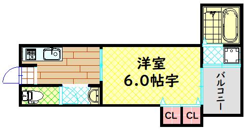 ユニークハイツ(1DK/5階)の間取り写真