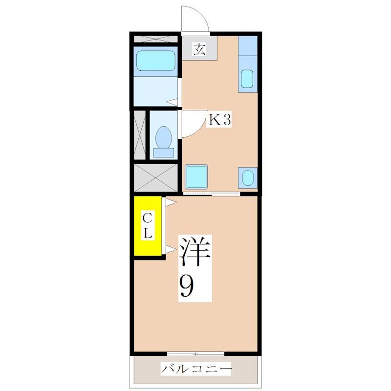 K.BLD(1K/3階)の間取り写真