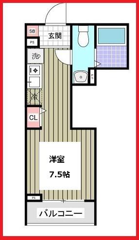 グランコート六町(ワンルーム/2階)の間取り写真