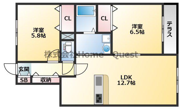 ヴィラロイヤルシティー(2LDK/2階)の間取り写真