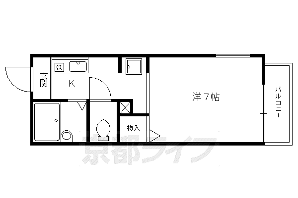 錦林ハウス(1K/1階)の間取り写真