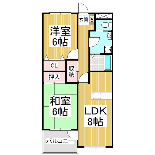 MK48(2LDK/2階)の間取り写真