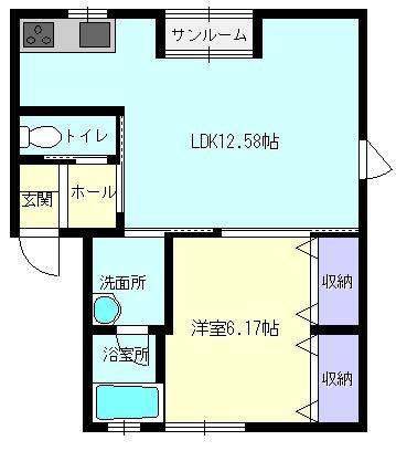 プリエールA(1LDK/1階)の間取り写真