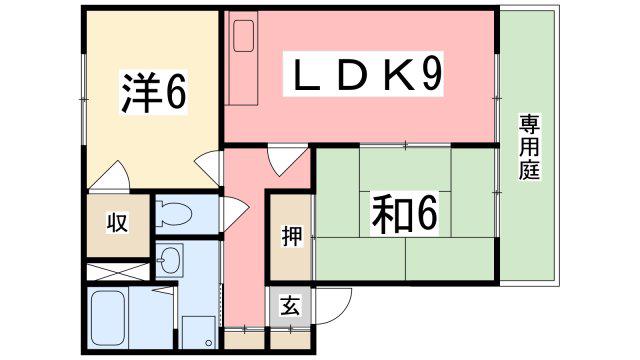 コウジィーコートK(2LDK/1階)の間取り写真