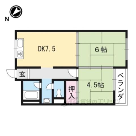 湖東サンコーポ(2DK/4階)の間取り写真