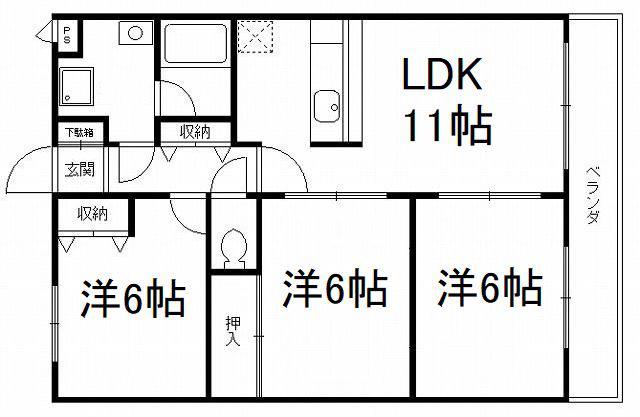グランドール広野(3LDK/2階)の間取り写真