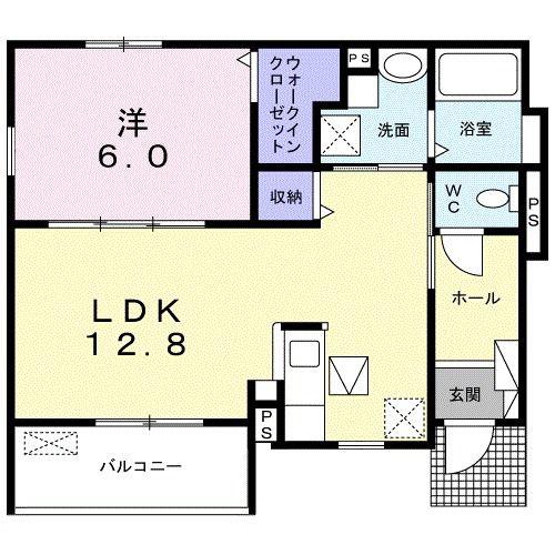 ハーベスト下上 III(1LDK/1階)の間取り写真