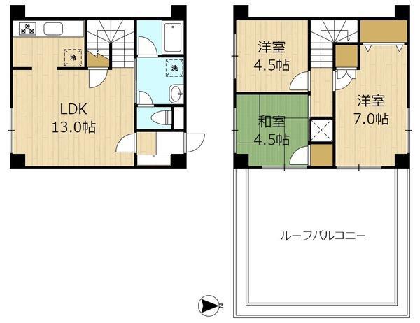 キンガハイツ保土ヶ谷(3LDK/2階)の間取り写真