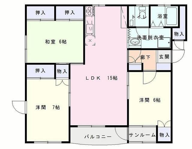 オム・デスプリ壱番館(3LDK/2階)の間取り写真
