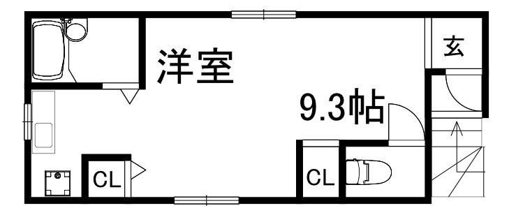 アシケンハイツ東棟(1K/2階)の間取り写真