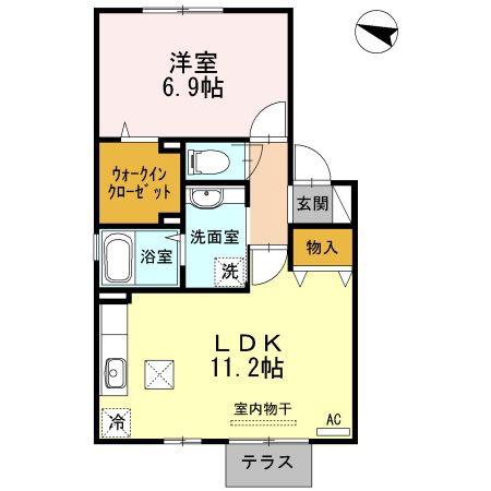ラフィネ リジェール(1LDK/1階)の間取り写真