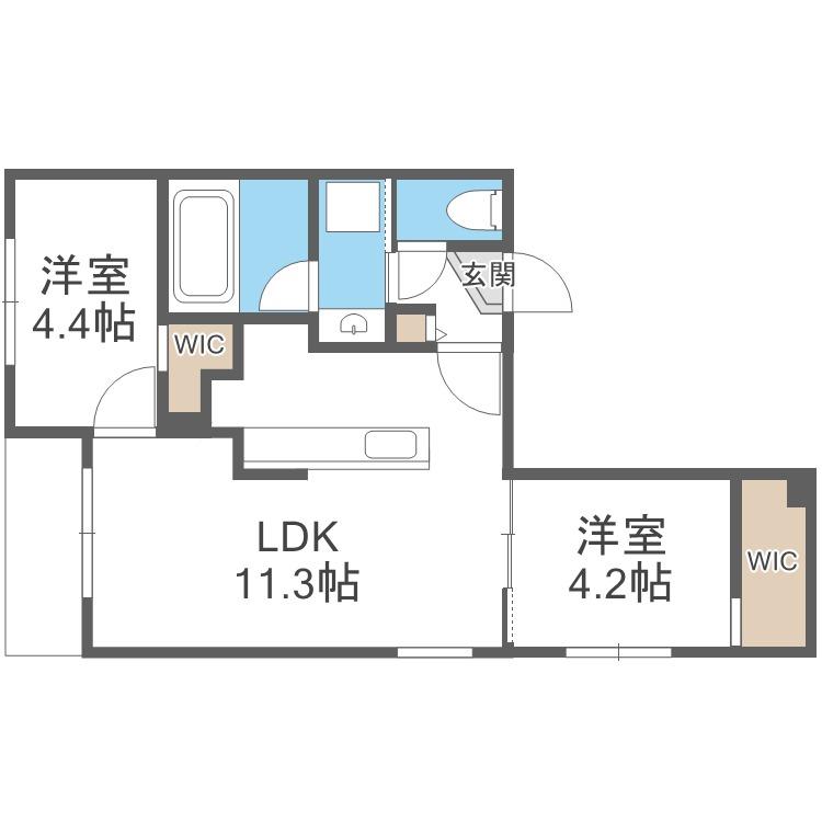 カペラ・アイン(2LDK/4階)の間取り写真