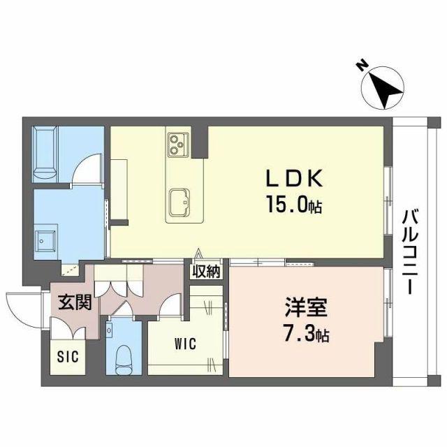 カルーレ金澤(1LDK/2階)の間取り写真