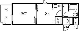 グランピア上甲子園(1DK/3階)の間取り写真