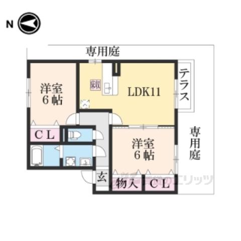 グリーンパルク(2LDK/2階)の間取り写真