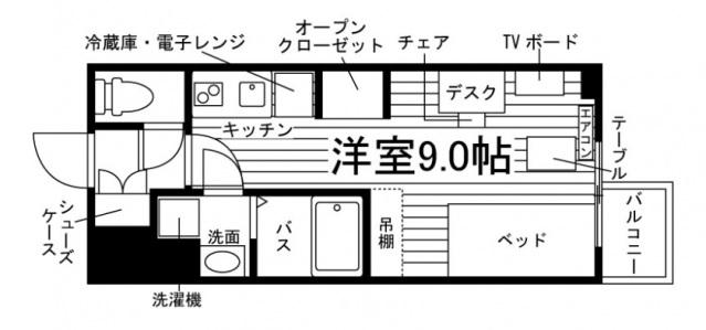 アルク山形(ワンルーム/3階)の間取り写真